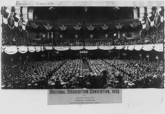 The only known interior picture of Tomlinson Hall features the 1892 National Prohibition Convention - Picture courtesy of Historic Indianapolis.com