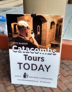 Look for this sign on Whistler Plaza to register for the catacombs tour.